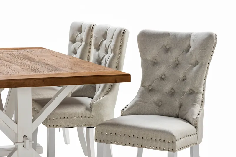 Lyon Förlängningsbar Matgrupp 200 cm inkl 6 Bergviken Stolar - Brun/Vit - Möbler - Matplats - Matgrupp & matbord med stolar