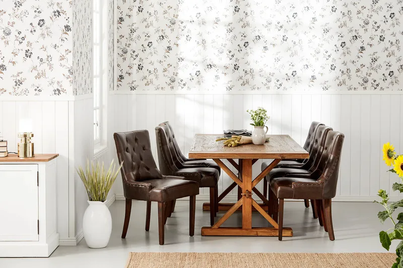 Lyon Förlängningsbar Matgrupp 200 cm med 6 Tuva Fåtölj - Natur/Brun - Möbler - Matplats - Matgrupp & matbord med stolar