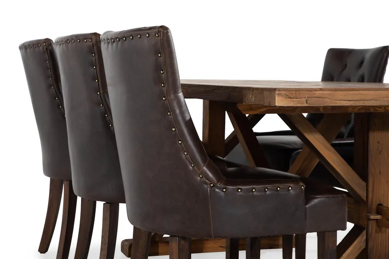 Lyon Förlängningsbar Matgrupp 200 cm med 6 Tuva Fåtölj - Natur/Brun - Möbler - Matplats - Matgrupp & matbord med stolar