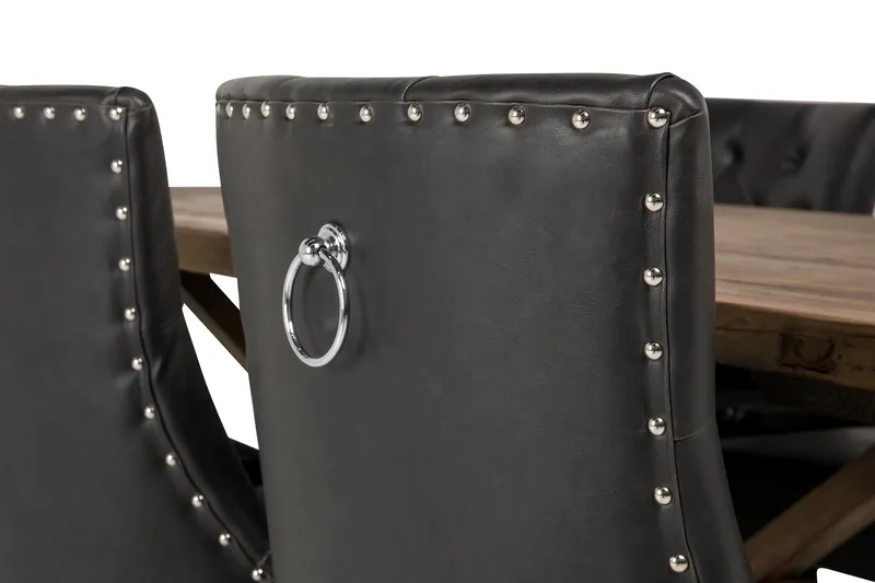 Lyon Förlängningsbar Matgrupp 200 cm med 6 Tuva Fåtölj - Natur/Svart - Möbler - Matplats - Matgrupp & matbord med stolar