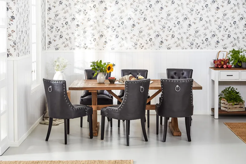 Lyon Förlängningsbar Matgrupp 200 cm med 6 Tuva Fåtölj - Natur/Svart - Möbler - Matplats - Matgrupp & matbord med stolar