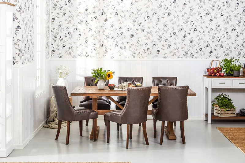 Lyon Förlängningsbar Matgrupp 200 cm med 6 Tuva Stol - Natur / Brun - Möbler - Matplats - Matgrupp & matbord med stolar