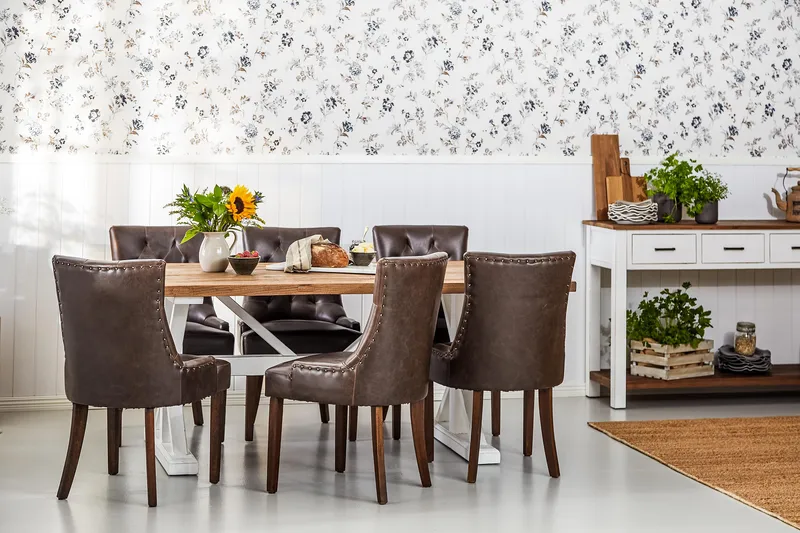 Lyon Förlängningsbar Matgrupp 200 cm med 6 Tuva Stol - Natur/Vit/Brun - Möbler - Matplats - Matgrupp & matbord med stolar