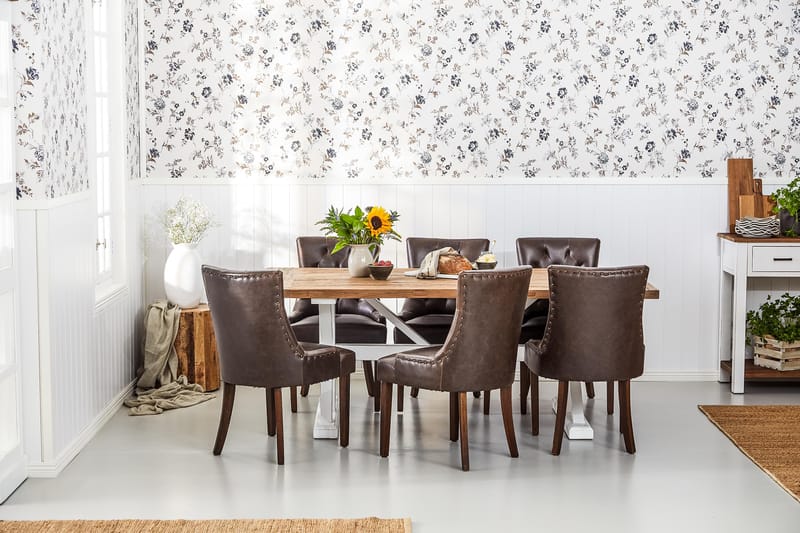 Lyon Förlängningsbar Matgrupp 200 cm med 6 Tuva Stol - Natur/Vit/Brun - Möbler - Matplats - Matgrupp & matbord med stolar