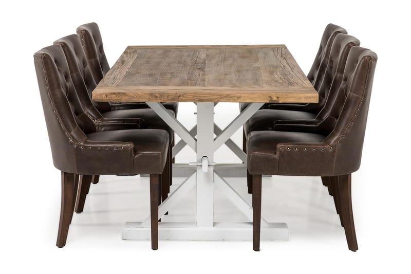 Lyon Förlängningsbar Matgrupp 200 cm med 6 Tuva Stol - Natur/Vit/Brun - Möbler - Matplats - Matgrupp & matbord med stolar