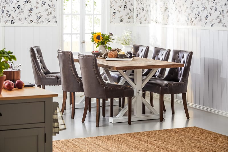 Lyon Förlängningsbar Matgrupp 200 cm med 6 Tuva Stol - Natur/Vit/Brun - Möbler - Matplats - Matgrupp & matbord med stolar