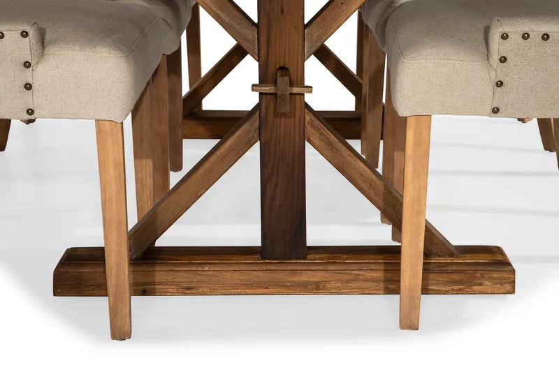 Lyon Förlängningsbar Matgrupp 200 cm med 6 Viktoria Fåtölj - Brunt Trä / Natur Beige - Möbler - Matplats - Matgrupp & matbord med stolar