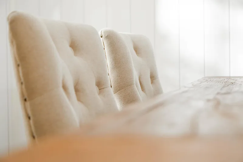 Lyon Förlängningsbar Matgrupp 200 cm med 6 Viktoria Fåtölj - Brunt Trä / Natur Beige - Möbler - Matplats - Matgrupp & matbord med stolar