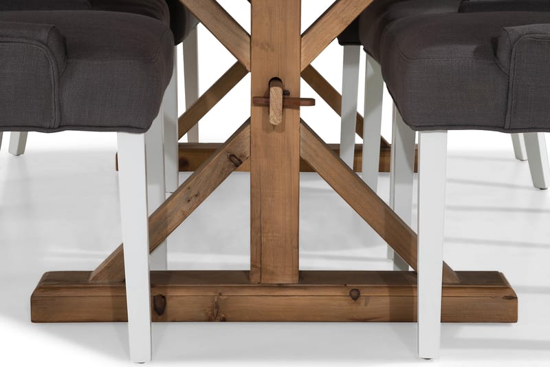 Lyon Förlängningsbar Matgrupp 200 cm med 6 Viktoria Stol - Natur/Grå/Vit - Möbler - Matplats - Matgrupp & matbord med stolar