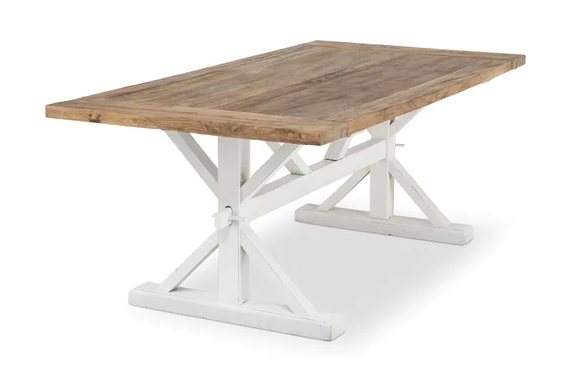 Lyon Förlängningsbar Matgrupp 200 cm med 6 Viktoria Stol - Natur/Vit/Grå - Möbler - Matplats - Matgrupp & matbord med stolar