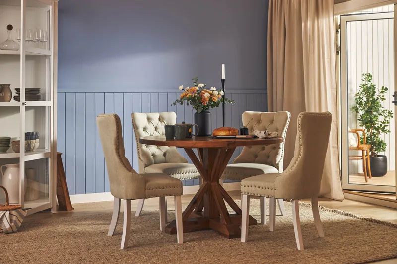 Lyon Matgrupp 120 cm Rund inkl 4 Bergviken Stolar - Brun - Möbler - Matplats - Matgrupp & matbord med stolar