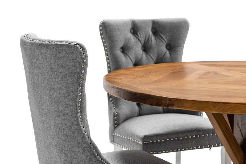 Lyon Matgrupp 120 cm Rund inkl 4 Bergviken Stolar - Brun - Möbler - Matplats - Matgrupp & matbord med stolar