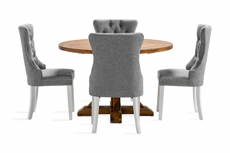 Lyon Matgrupp 120 cm Rund inkl 4 Bergviken Stolar - Brun - Möbler - Matplats - Matgrupp & matbord med stolar