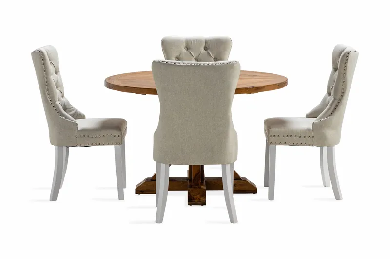 Lyon Matgrupp 120 cm Rund inkl 4 Bergviken Stolar - Brun - Möbler - Matplats - Matgrupp & matbord med stolar