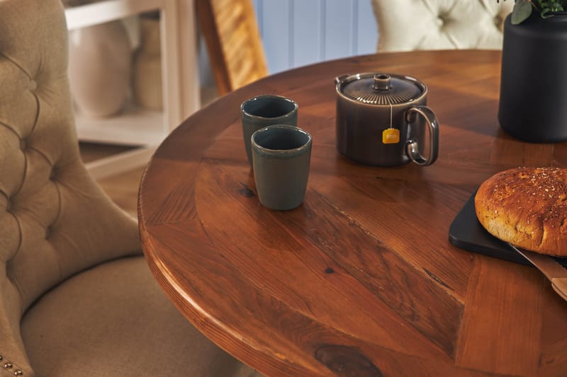 Lyon Matgrupp 120 cm Rund inkl 4 Bergviken Stolar - Brun - Möbler - Matplats - Matgrupp & matbord med stolar