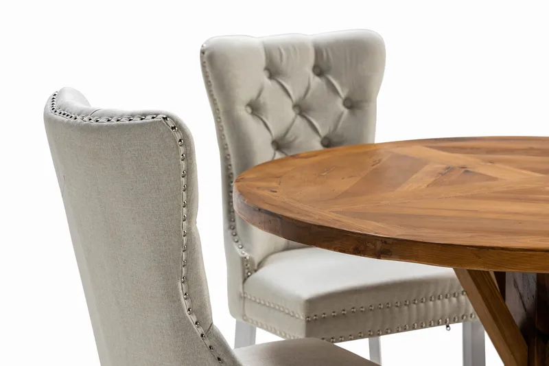 Lyon Matgrupp 120 cm Rund inkl 4 Bergviken Stolar - Brun - Möbler - Matplats - Matgrupp & matbord med stolar