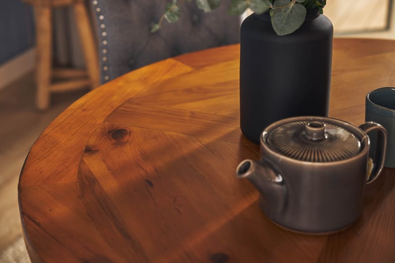 Lyon Matgrupp 120 cm Rund inkl 4 Bergviken Stolar - Brun/Vit - Möbler - Matplats - Matgrupp & matbord med stolar