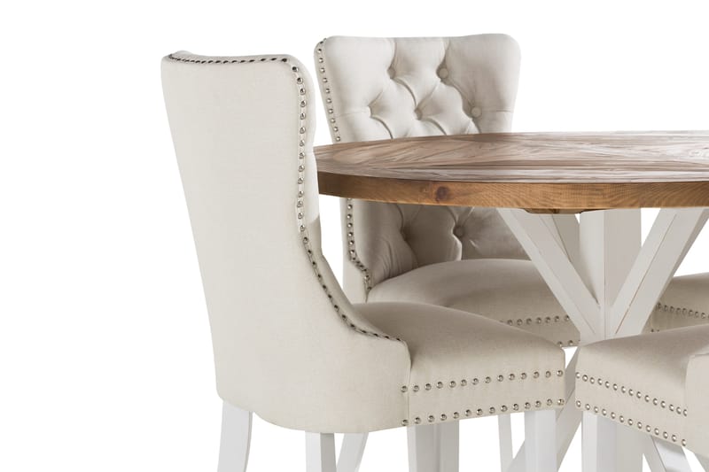 Lyon Matgrupp 120 cm Rund inkl 4 Bergviken Stolar - Brun/Vit - Möbler - Matplats - Matgrupp & matbord med stolar