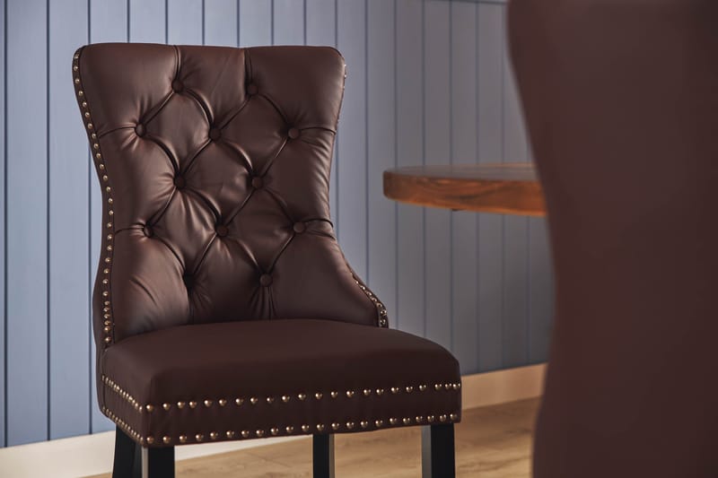 Lyon Matgrupp 120 cm Rund inkl 4 Bergviken Stolar Konstläder - Brun - Möbler - Matplats - Matgrupp & matbord med stolar