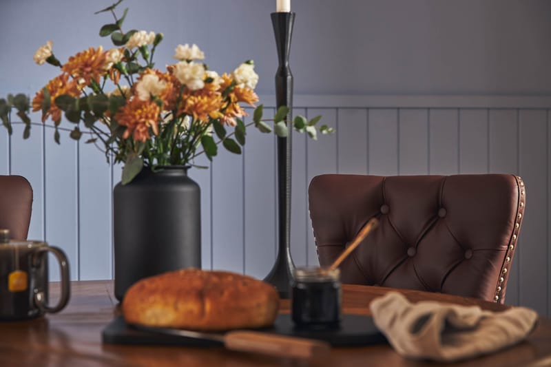 Lyon Matgrupp 120 cm Rund inkl 4 Bergviken Stolar Konstläder - Brun - Möbler - Matplats - Matgrupp & matbord med stolar