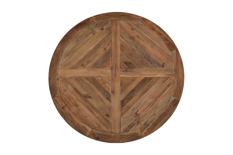 Lyon Matgrupp 150 cm Rund med 4 Tuva Fåtölj - Vintage Alm/Brun PU - Möbler - Matplats - Matgrupp & matbord med stolar