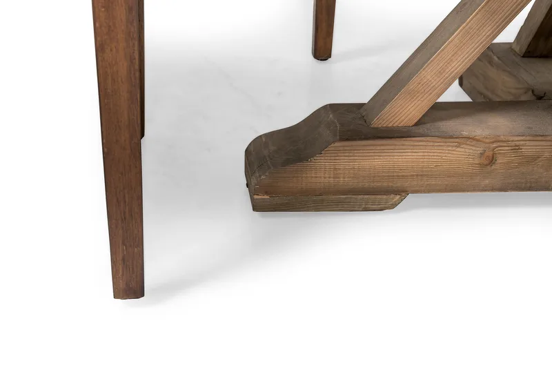 Lyon Matgrupp 150 cm Rund med 4 Tuva Fåtölj - Vintage Alm/Brun PU - Möbler - Matplats - Matgrupp & matbord med stolar