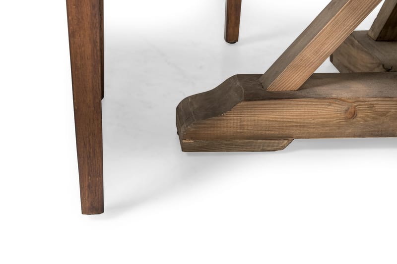 Lyon Matgrupp 150 cm Rund med 4 Tuva Fåtölj - Vintage Alm/Brun PU - Möbler - Matplats - Matgrupp & matbord med stolar