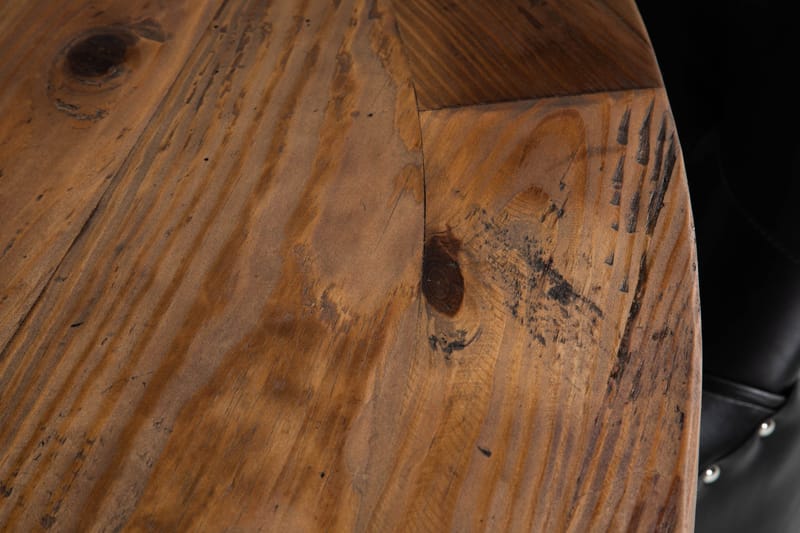 Lyon Matgrupp 150 cm Rund med 4 Tuva Fåtölj - Vintage Alm/Svart PU - Möbler - Matplats - Matgrupp & matbord med stolar