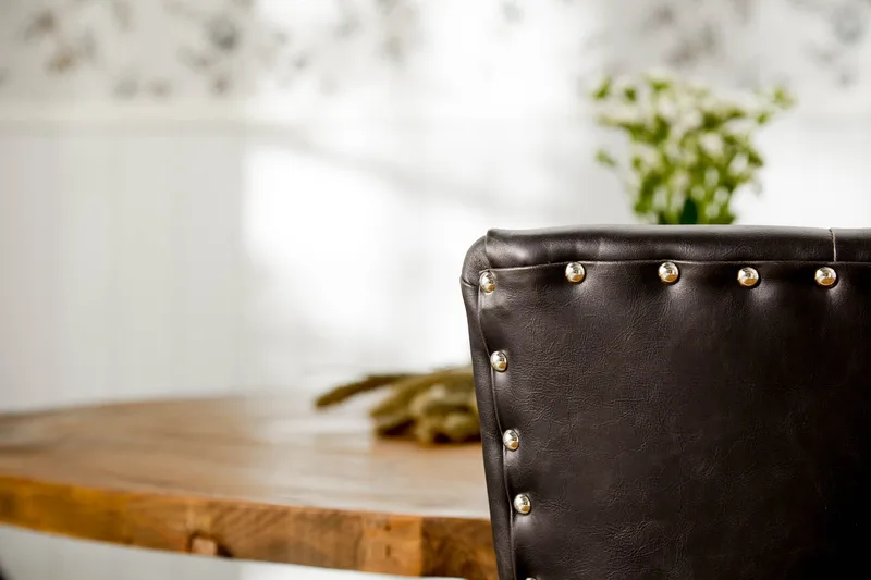 Lyon Matgrupp 150 cm Rund med 4 Tuva Fåtölj - Vintage Alm/Svart PU - Möbler - Matplats - Matgrupp & matbord med stolar