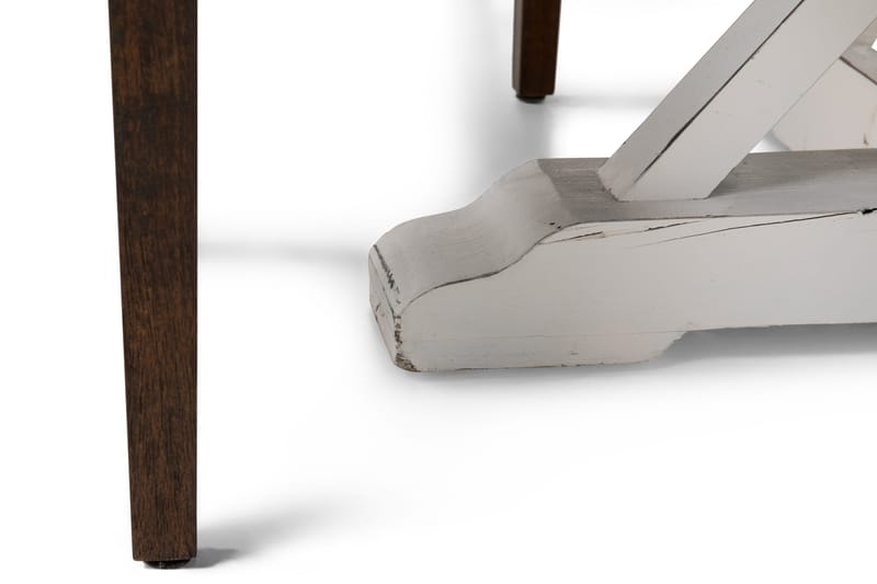 Lyon Matgrupp 150 cm Rund med 4 Tuva Fåtölj - Vintage Alm/Vit/Brun PU - Möbler - Matplats - Matgrupp & matbord med stolar