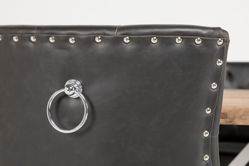 Lyon Matgrupp 150 cm Rund med 4 Tuva Fåtölj - Vintage Alm/Vit/Svart PU - Möbler - Matplats - Matgrupp & matbord med stolar