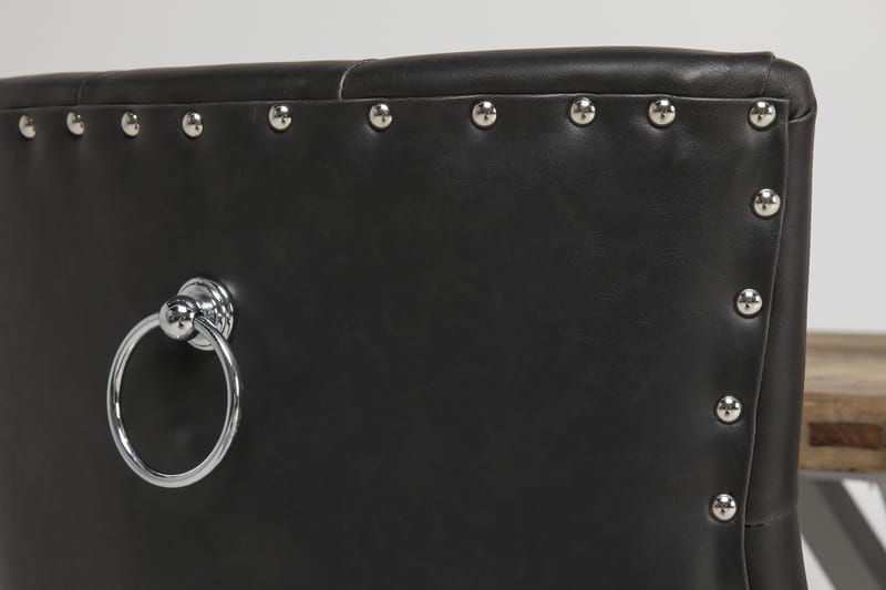 Lyon Matgrupp 150 cm Rund med 6 Tuva Fåtölj - Vintage Alm/Vit/Svart PU - Möbler - Matplats - Matgrupp & matbord med stolar