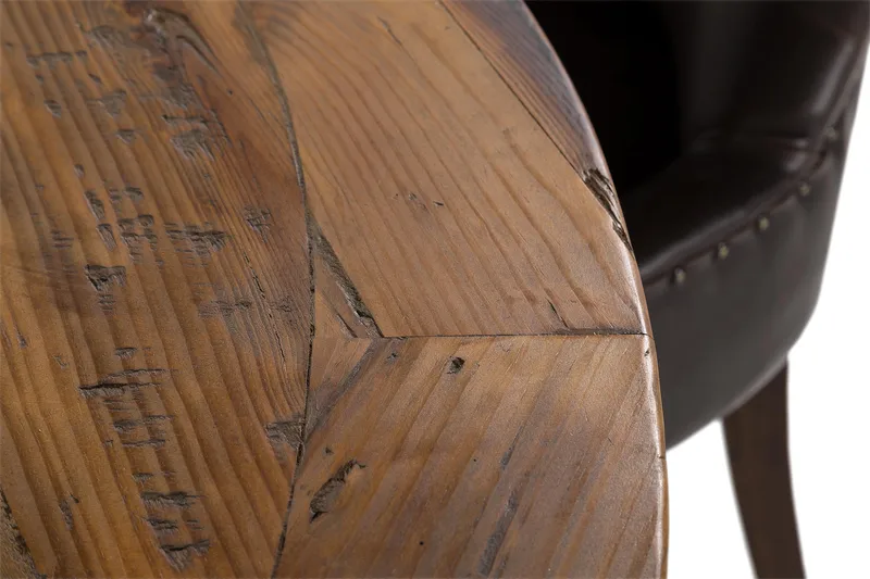 Lyon Matgrupp 150 cm Rund Mörkt trä med 6 Tuva Stolar - Vintage Alm / Brun Pu - Möbler - Matplats - Matgrupp & matbord med stolar