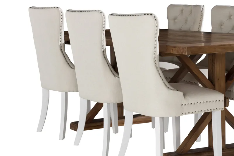 Lyon Matgrupp 200x100 cm inkl 6 Bergviken Stolar - Brun - Möbler - Matplats - Matgrupp & matbord med stolar