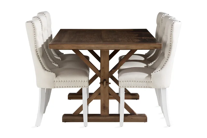 Lyon Matgrupp 200x100 cm inkl 6 Bergviken Stolar - Brun - Möbler - Matplats - Matgrupp & matbord med stolar