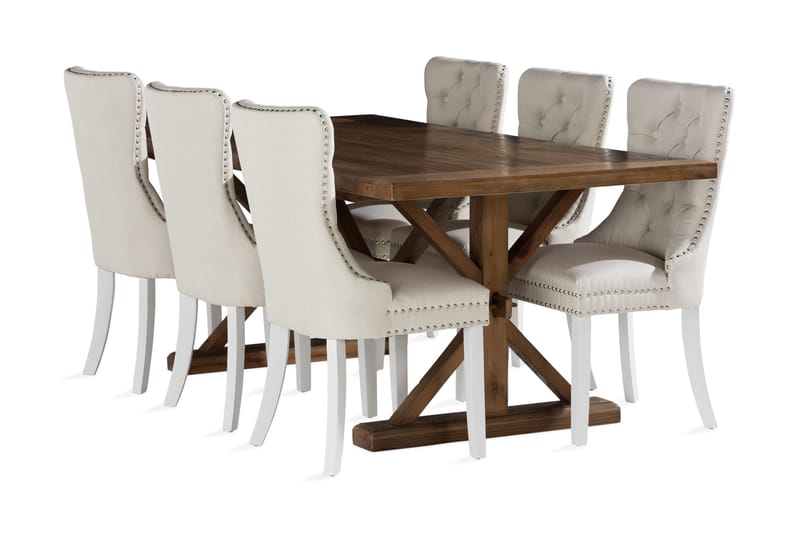 Lyon Matgrupp 200x100 cm inkl 6 Bergviken Stolar, Brun