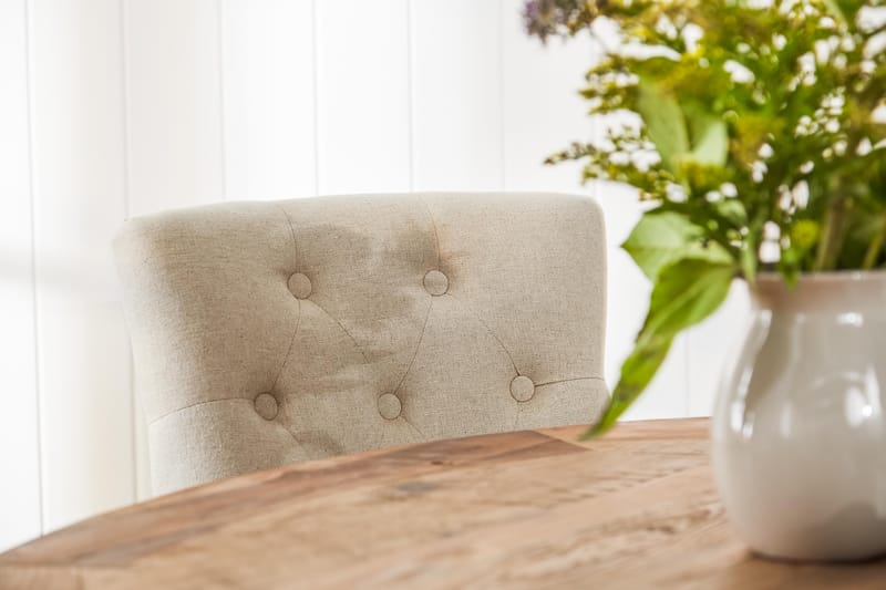 Lyon Matgrupp Ø150 cm Rund med 4 st Viktoria Stolar - Vintage Alm / Beige - Möbler - Matplats - Matgrupp & matbord med stolar