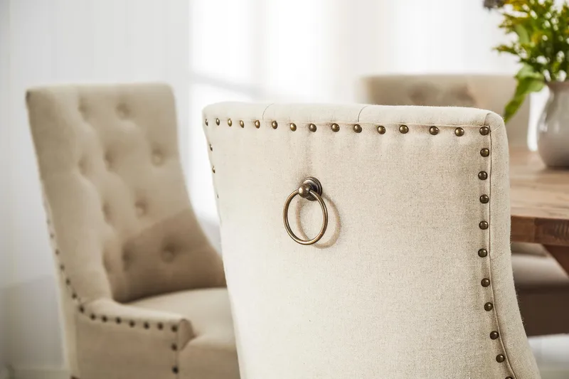 Lyon Matgrupp Ø150 cm Rund med 6 st Viktoria Stolar - Vintage Alm/Beige - Möbler - Matplats - Matgrupp & matbord med stolar