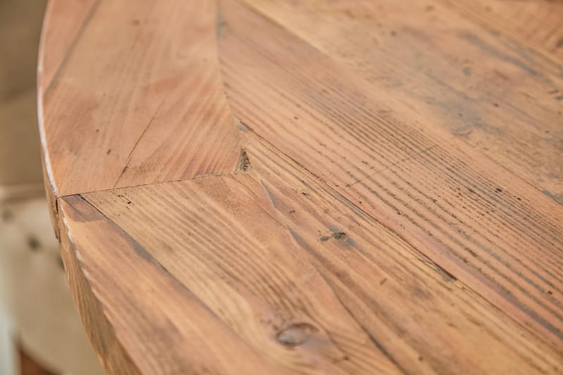 Lyon Matgrupp Ø150 cm Rund med 6 st Viktoria Stolar - Vintage Natur / Vit / Beige - Möbler - Matplats - Matgrupp & matbord med stolar