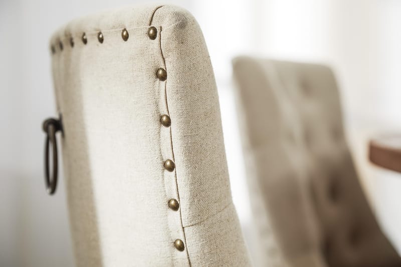 Lyon Matgrupp Ø150 cm Rund med 6 st Viktoria Stolar - Vintage Natur / Vit / Beige - Möbler - Matplats - Matgrupp & matbord med stolar