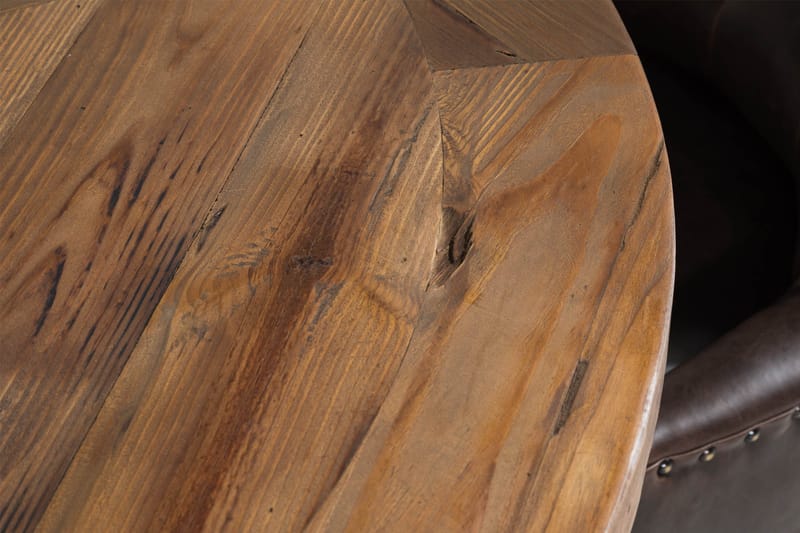 Lyon Matgrupp Rund med 4 st Tuva Fåtölj Konstläder - Trä/Mörkbrun - Möbler - Matplats - Matgrupp & matbord med stolar