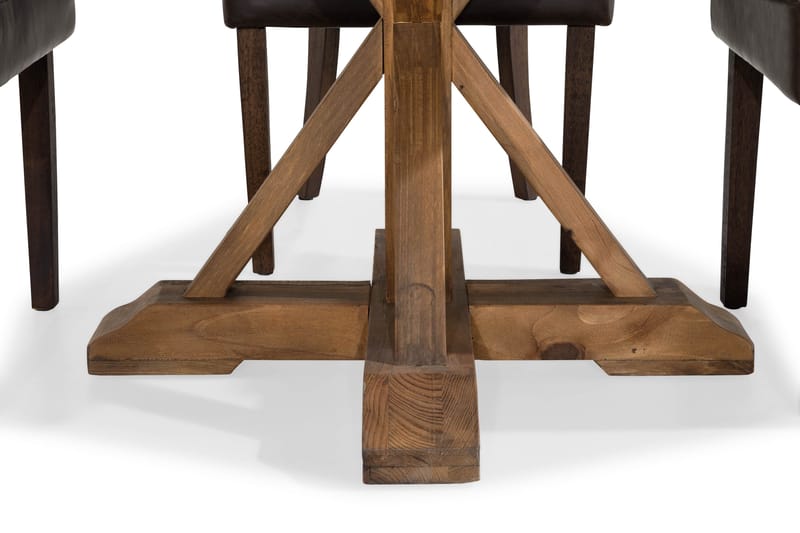 Lyon Matgrupp Rund med 4 st Tuva Fåtölj Konstläder - Trä/Mörkbrun - Möbler - Matplats - Matgrupp & matbord med stolar