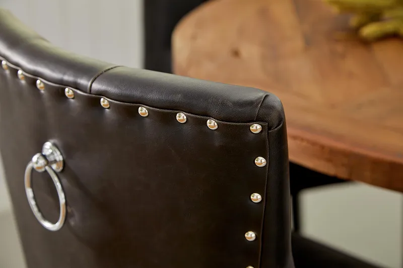 Lyon Matgrupp Rund med 4 st Tuva Fåtölj Konstläder - Trä/Svart PU - Möbler - Matplats - Matgrupp & matbord med stolar