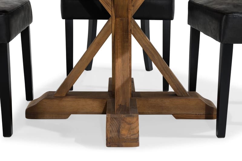 Lyon Matgrupp Rund med 4 st Tuva Fåtölj Konstläder - Trä/Svart PU - Möbler - Matplats - Matgrupp & matbord med stolar