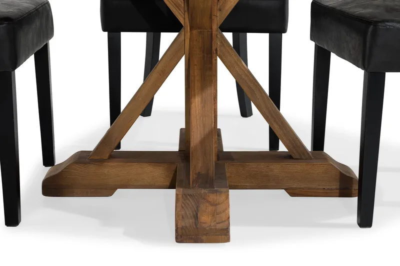 Lyon Matgrupp Rund med 4 st Tuva Fåtölj Konstläder - Trä/Svart PU - Möbler - Matplats - Matgrupp & matbord med stolar