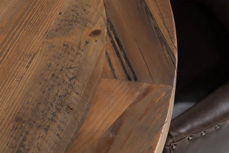 Lyon Matgrupp Rund med 4 st Tuva Fåtölj Konstläder - Trä/Vit/Svart PU - Möbler - Matplats - Matgrupp & matbord med stolar