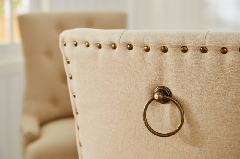 Lyon Matgrupp Rund med 4 st Viktoria Fåtölj - Trä / Beige - Möbler - Matplats - Matgrupp & matbord med stolar