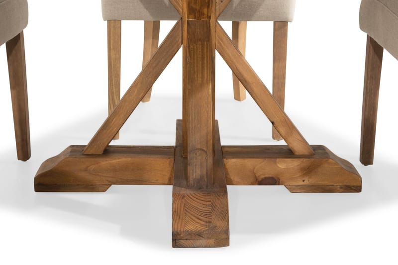 Lyon Matgrupp Rund med 4 st Viktoria Fåtölj - Trä / Beige - Möbler - Matplats - Matgrupp & matbord med stolar