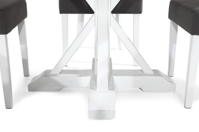 Lyon Matgrupp Rund med 4 st Viktoria Fåtölj - Trä/Vit/Grå - Möbler - Matplats - Matgrupp & matbord med stolar