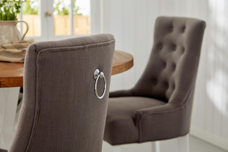 Lyon Matgrupp Rund med 4 st Viktoria Fåtölj - Trä/Vit/Grå - Möbler - Matplats - Matgrupp & matbord med stolar